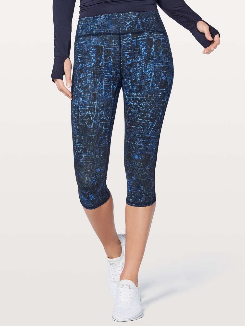 💙 Lululemon Train Times Crop 17" City Lights Multi Black Leggings Size 6